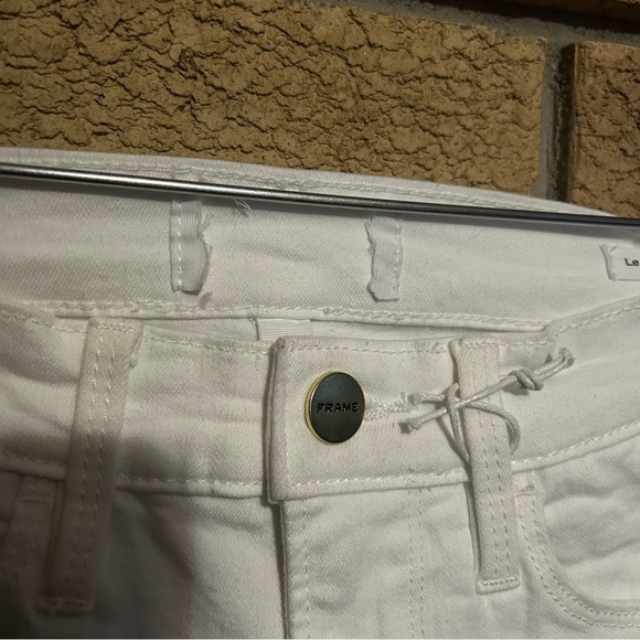 Frame Le Skinny De Jeanne Raw Hem Women’s Ankle Slit Skinny Jeans White Size 24 - Picture 4 of 9